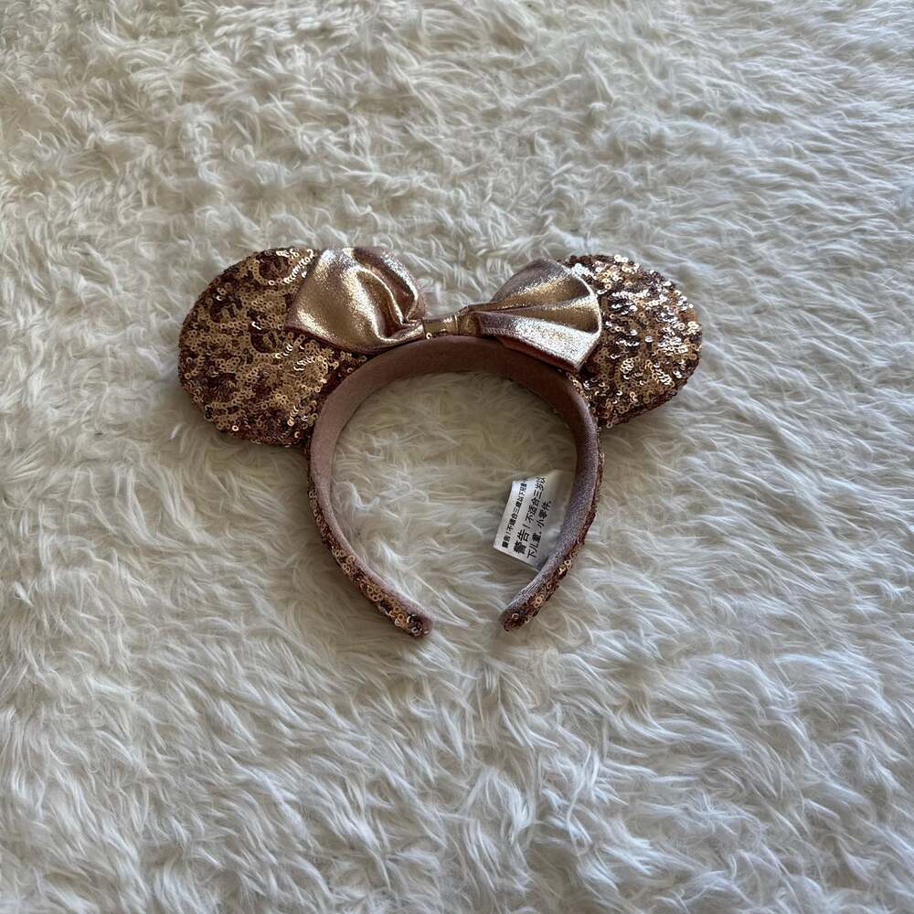 Disney Parks Rose Gold Sequin Minnie Mouse Ear Headband